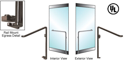 CRL Oil Rubbed Bronze Right Hand Reverse Swing Rail Mount Keyed Access "C" Exterior Bottom Securing Electronic Egress Control Handle
