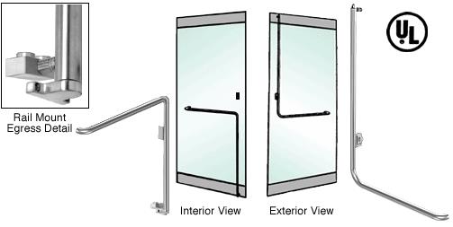 CRL Polished Stainless Right Hand Reverse Swing Rail Mount Keyed Access Exterior Bottom Securing Electronic Egress Control Handle
