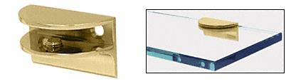 CRL Brass Finish Solid Brass Rounded Glass Shelf Clamp with Support Leg