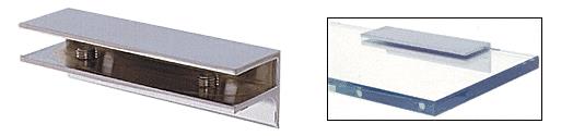 CRL Chrome Finish Solid Brass Rectangular Glass Shelf Clamp with Support Leg