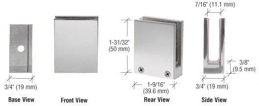 CRL Chrome Face Plate Glass Clamp for 1/4" to 3/8" Glass