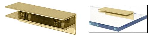 CRL Brass Finish Solid Brass Rectangular Glass Shelf Clamp with Support Leg