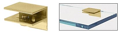 CRL Brass Finish Solid Brass Square Glass Shelf Clamp with Support Leg