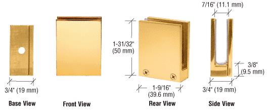 CRL Brass Face Plate Glass Clamp for 1/4" to 3/8" Glass