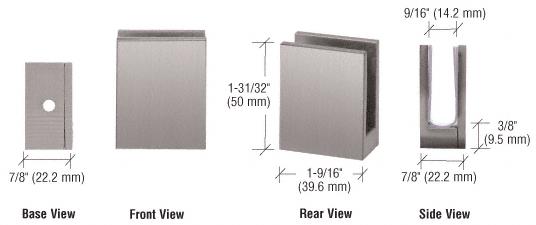CRL Brushed Nickel Face Plate Glass Clamp for 3/8" to 1/2" Glass