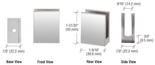 CRL Chrome Face Plate Glass Clamp for 3/8" to 1/2" Glass
