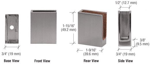 CRL Brushed Nickel Blank Corner Glass Clamp for 1/4" to 3/8" Glass