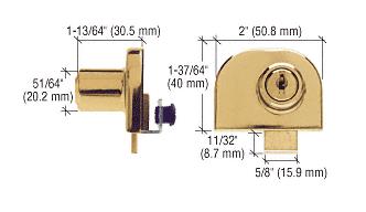CRL Brass Double Glass Door Lock