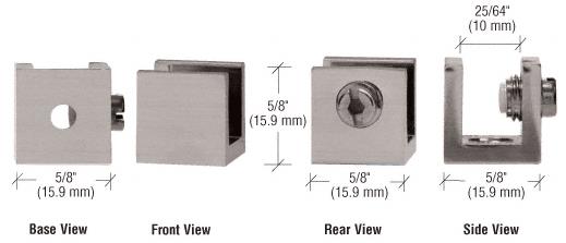 CRL Brushed Nickel Small Set Screw Glass Shelf Clamp for 1/4" to 5/16" Glass - Package of 10