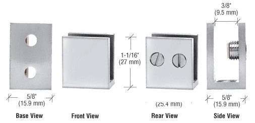CRL Chrome Large Set Screw Glass Shelf Clamp For 1/4" to 5/16" Glass