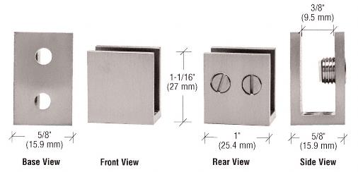 CRL Brushed Nickel Large Set Screw Glass Shelf Clamp For 1/4" to 5/16" Glass