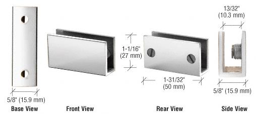 CRL Chrome Long Set Screw Glass Shelf Clamp for 1/4" to 5/16" Glass
