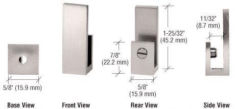 CRL Brushed Nickel "J" Set Screw Glass Shelf Clamp for 1/4" to 5/16" Glass