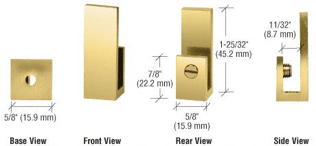 CRL Brass "J" Set Screw Glass Shelf Clamp for 1/4" to 5/16" Glass