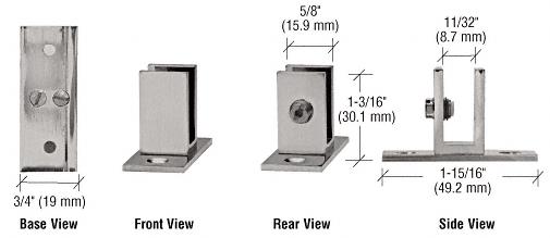 CRL Brushed Nickel Short Leg Set Screw Glass Shelf Clamp for 1/4" to 5/16" Glass