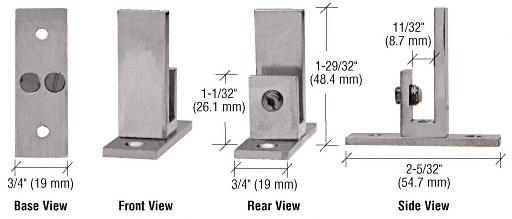 CRL Brushed Nickel Long Leg Set Screw Glass Shelf Clamp for 1/4" to 5/16" Glass