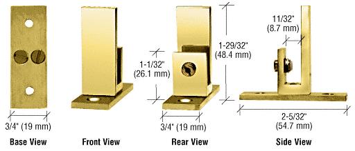 CRL Brass Long Leg Set Screw Glass Shelf Clamp for 1/4" to 5/16" Glass
