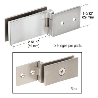 CRL Polished Chrome Square Corner Light Duty Frameless Shower Door and Cabinet Hinge - Package