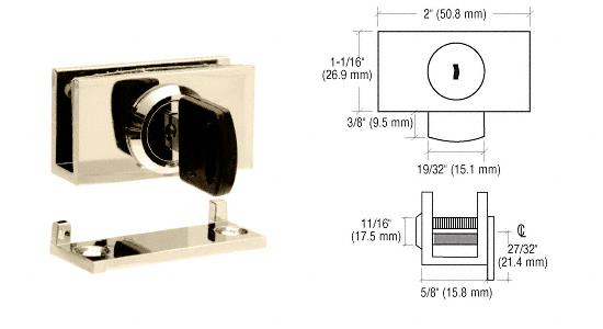 CRL Brass Cam Lock for 1/4" or 3/8" Glass