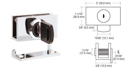 CRL Chrome Cam Lock for 1/4" or 3/8" Glass