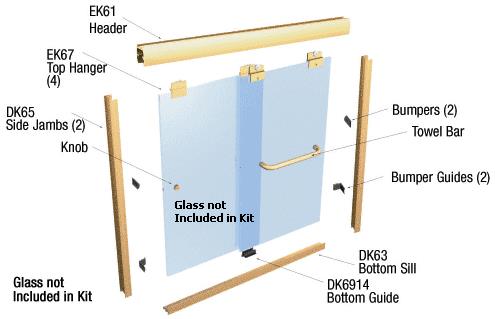 CRL Brite Gold Anodized 60" x 72" Suite "EK" Series Shower Door Kit