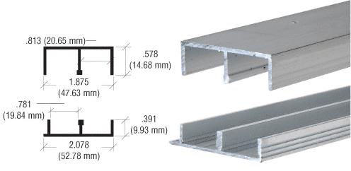 CRL Mill Aluminum Track and Upper Guide for 3/4" Sliding Panels - 6 ft long