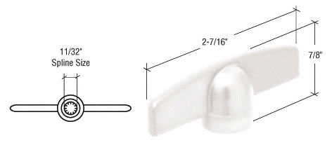 CRL White T-Crank Handle, 11/32" Spline, Snap Fit