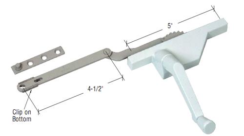 Left Hand White Dyad Casement Window Operator 4-1/2" Link Arm