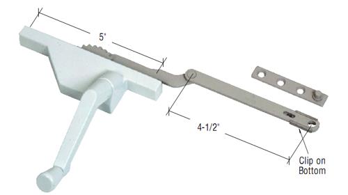 Right Hand White Dyad Casement Window Operator 4-1/2" Link Arm