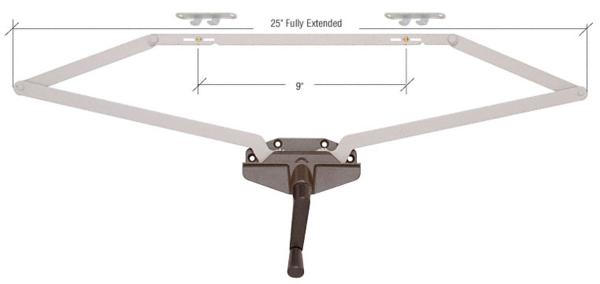 CRL Awning Window Operator, Dual Pull, Roto-Gear, Bronze, 25" Fully Extended