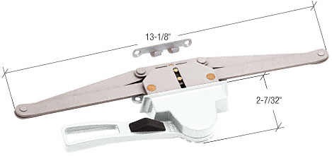 CRL Window Operator, Single Pull Lever, White, 13-1/8" Arms, 2-7/32" Escutcheon Projection, LH