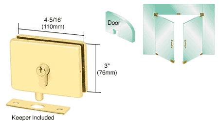 CRL Polished Brass Finish EUR Series Glass Mounted Patch Lock with European Style Keyhole Lock