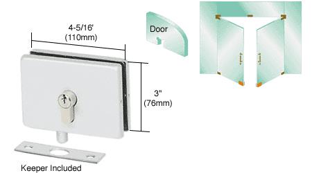 CRL Polished Stainless Finish EUR Series Glass Mounted Patch Lock with European Style Keyhole Lock