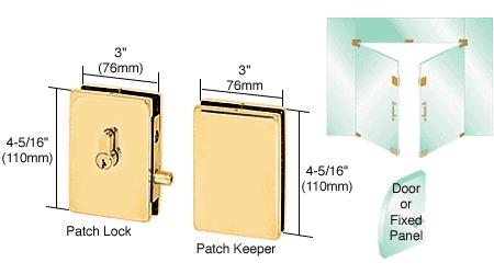 CRL Polished Brass Finish EUR Series Center Housed Patch Lock
