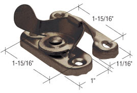 Window Sash Lock, Antique Brass, 1-15/16" - Package ** NO LONGER AVAILABLE**