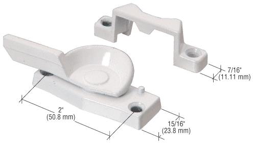 White Window Sash Lock; 2" Screw Holes