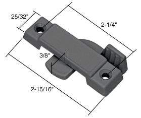 CRL Black Sliding Window Lock; 2-1/4" Screw Holes; 3/8" Latch Projection