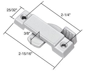CRL White Sliding Window Lock; 2-1/4" Screw Holes 3/8" Latch Projection - Bulk Pack
