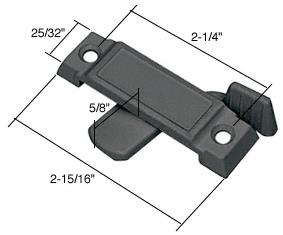Black Sliding Window Lock 2-1/4" Screw Holes 5/8 in Latch Projection
