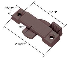 CRL Bronze Sliding Window Lock; 2-1/4" Screw Holes 3/8" Latch Projection