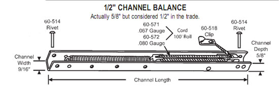 Window Channel Balance, Non-Tilt, Stamped 1210 or 12A - 13"