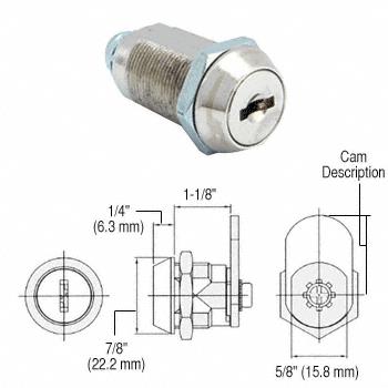 FixtureGuard Chrome Medium Security Cam Lock Long Cylinder