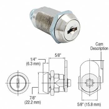 FixtureGuard Chrome Medium Security Cam Lock Short Cylinder