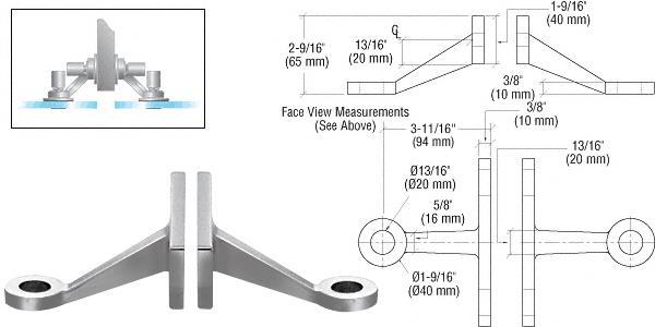 CRL Brushed Stainless Heavy Duty Double Arm Fin Mount Frame Spider