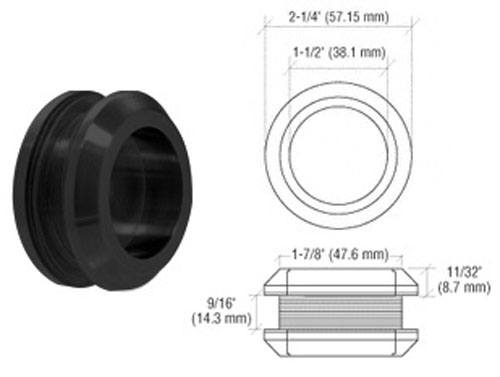 CRL Matte Black  2-1/4" Diameter Thru-Glass Pull