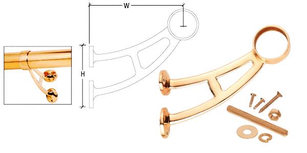 CRL Polished Brass Steel Bar Mount Bracket for 1-1/2" Tubing