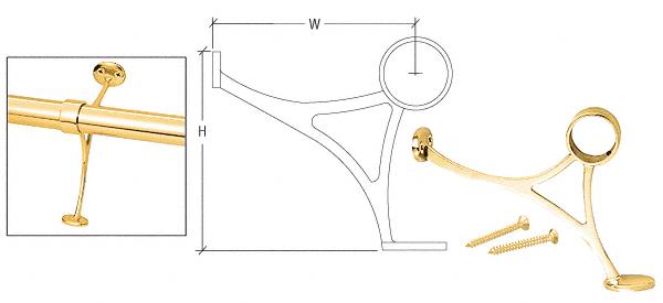 CRL Polished Brass Combination Bracket for 2" Tubing