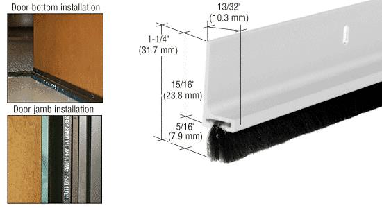 CRL Aluminum Finish Finned Door Sweep - 12 ft long