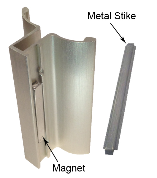 Gordon Glass&#174; Brushed Nickel Frameless Shower Door Handle with Magnet and Stainless Steel Strike Plate - Set