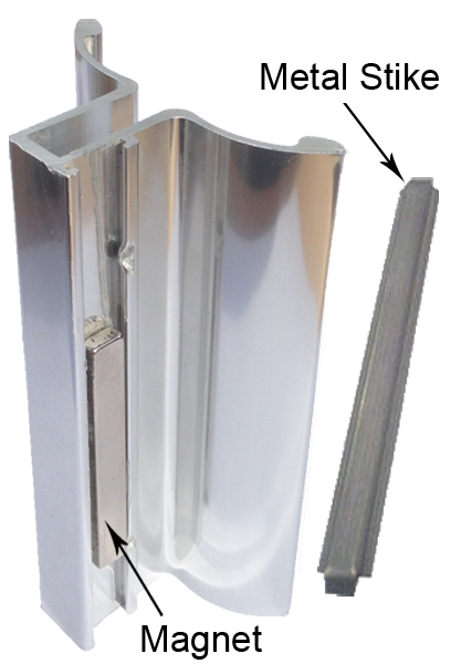 Gordon Glass&#174; 3-3/4" Bright Chrome Frameless Shower Door Handle with Magnet and Stainless Steel Strike Plate - Set